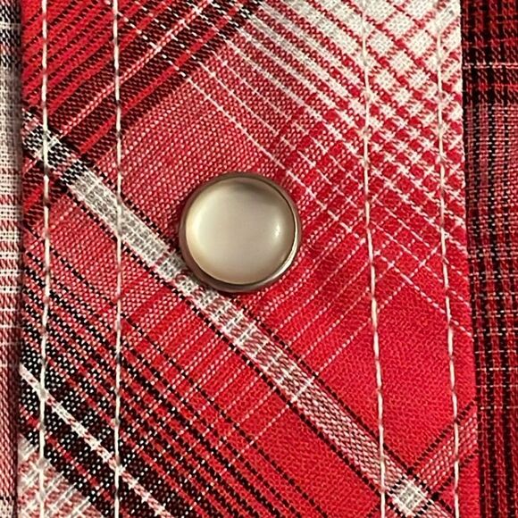 Wrangler Red Plaid Western Pearl Snap Shirt Mens Size Small Rodeo Casual - Picture 11 of 12
